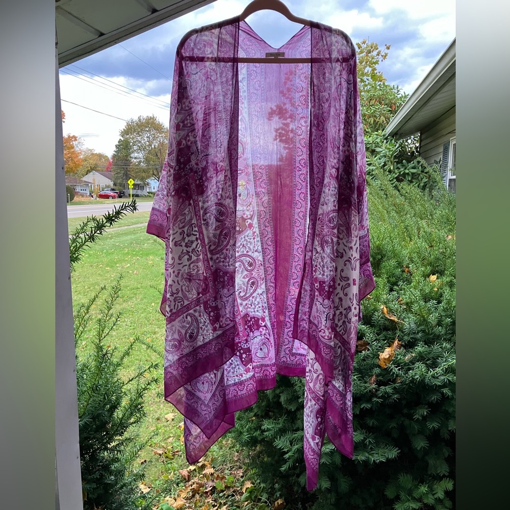 Purple Paisley Kimono Cover-up Cardigan - Picture 4 of 6